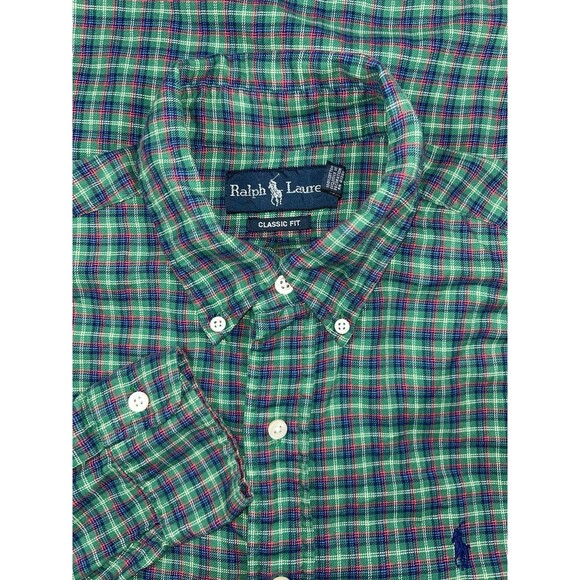Polo Ralph Lauren Other - VTG Polo Ralph Lauren Classic Button Down Long Sleeve‎ Shirt Green Plaid Men’s M